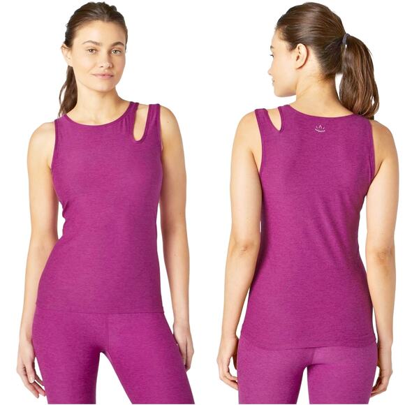 BEYOND YOGA Featherweight Open Up Active Tank in Magenta Heather Size M - Picture 1 of 8